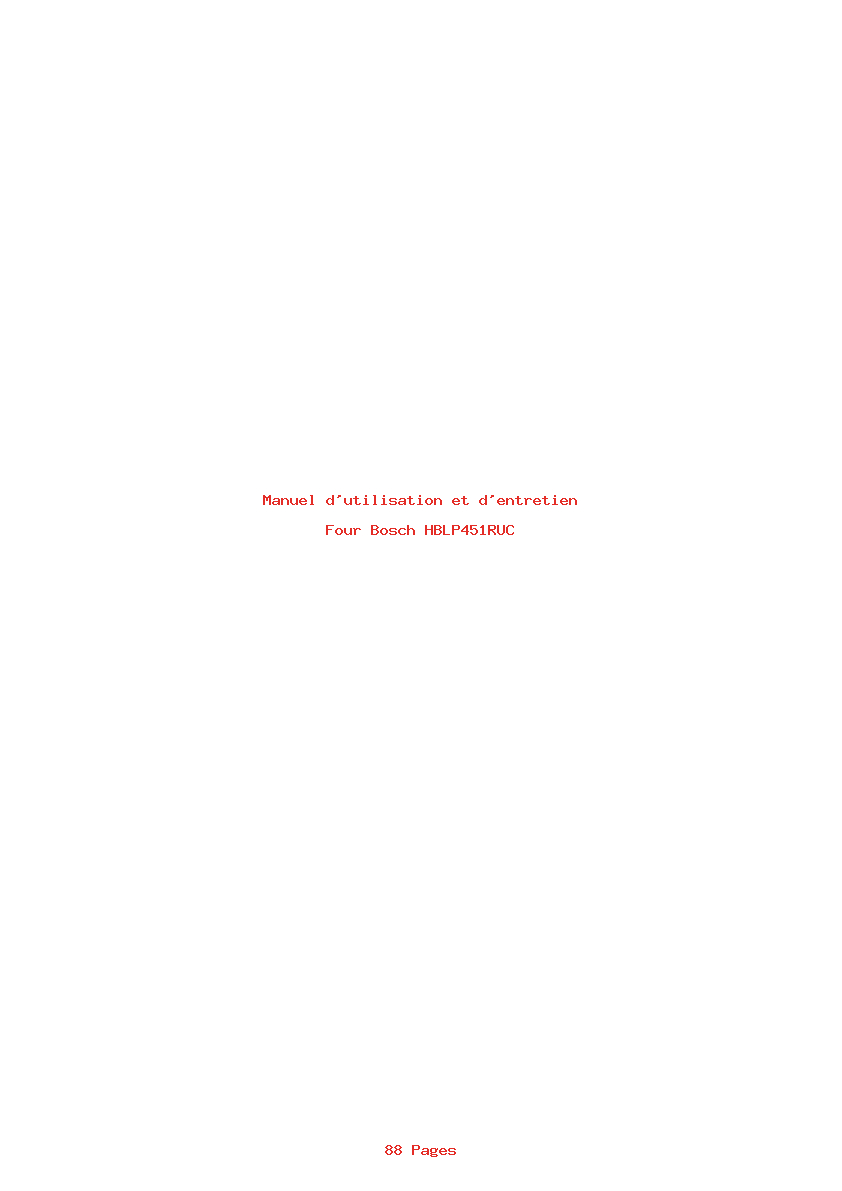 Page 1 de la notice Manuel d'utilisation et d'entretien Bosch HBLP451RUC