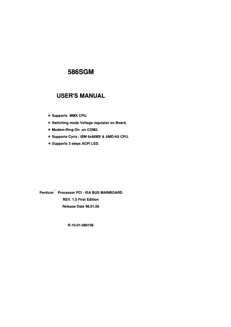 Page 1 de la notice Manuel utilisateur Gigabyte GA-586SGM