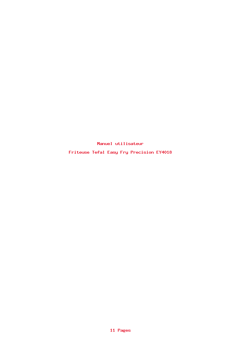 Page 1 de la notice Manuel utilisateur Tefal Easy Fry Precision EY4018