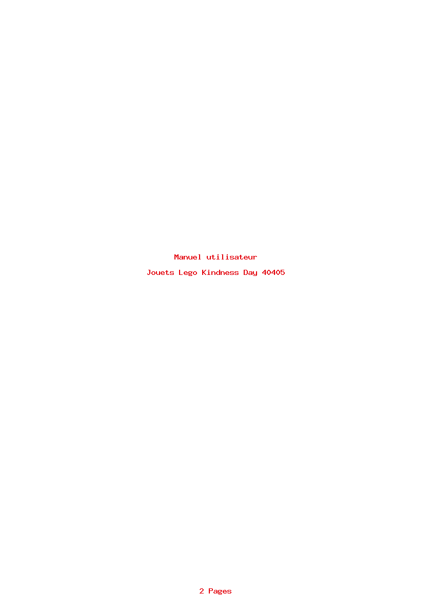 Page 1 de la notice Manuel utilisateur Lego Kindness Day 40405