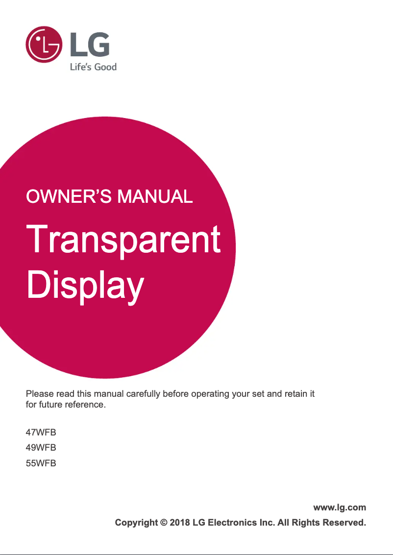 Page 1 de la notice Manuel utilisateur LG 55WFB