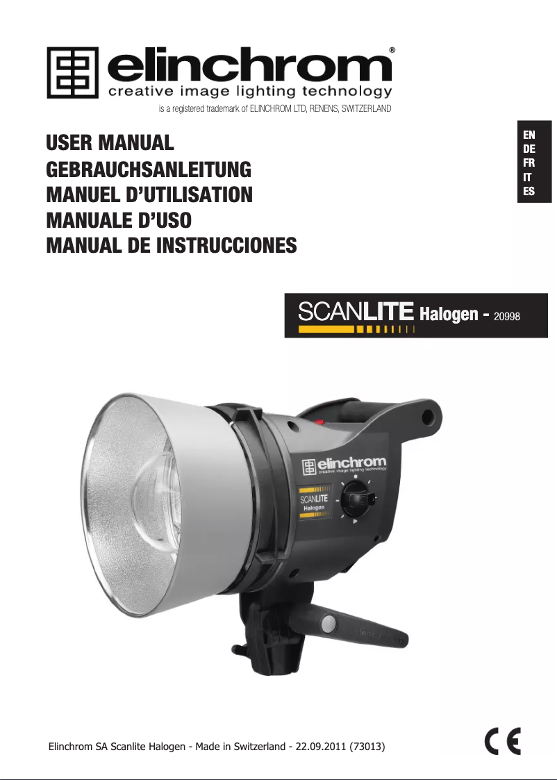 Page 1 of the manual User Manual Elinchrom Zoom Scanlite Halogen