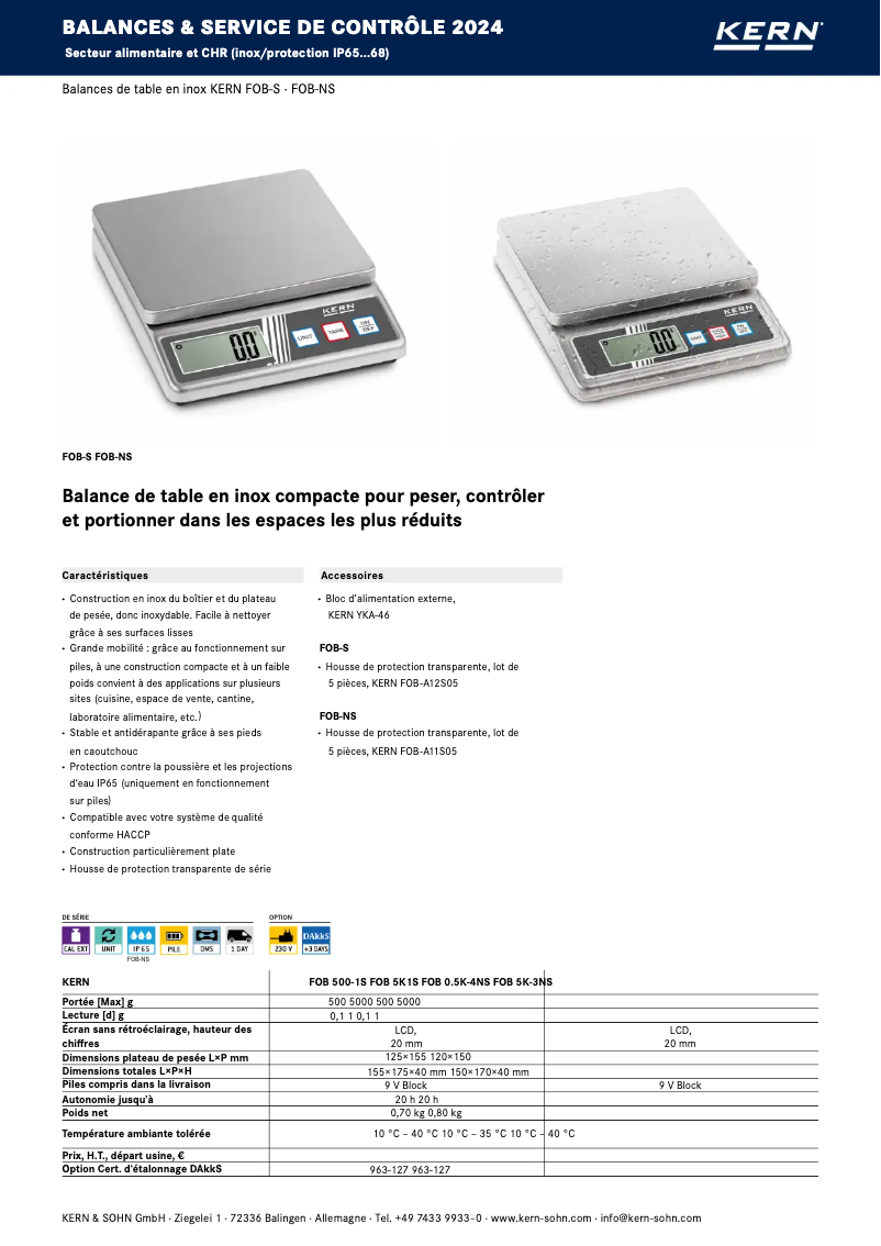 Page 1 de la notice Brochure Kern FOB 5K-3NS