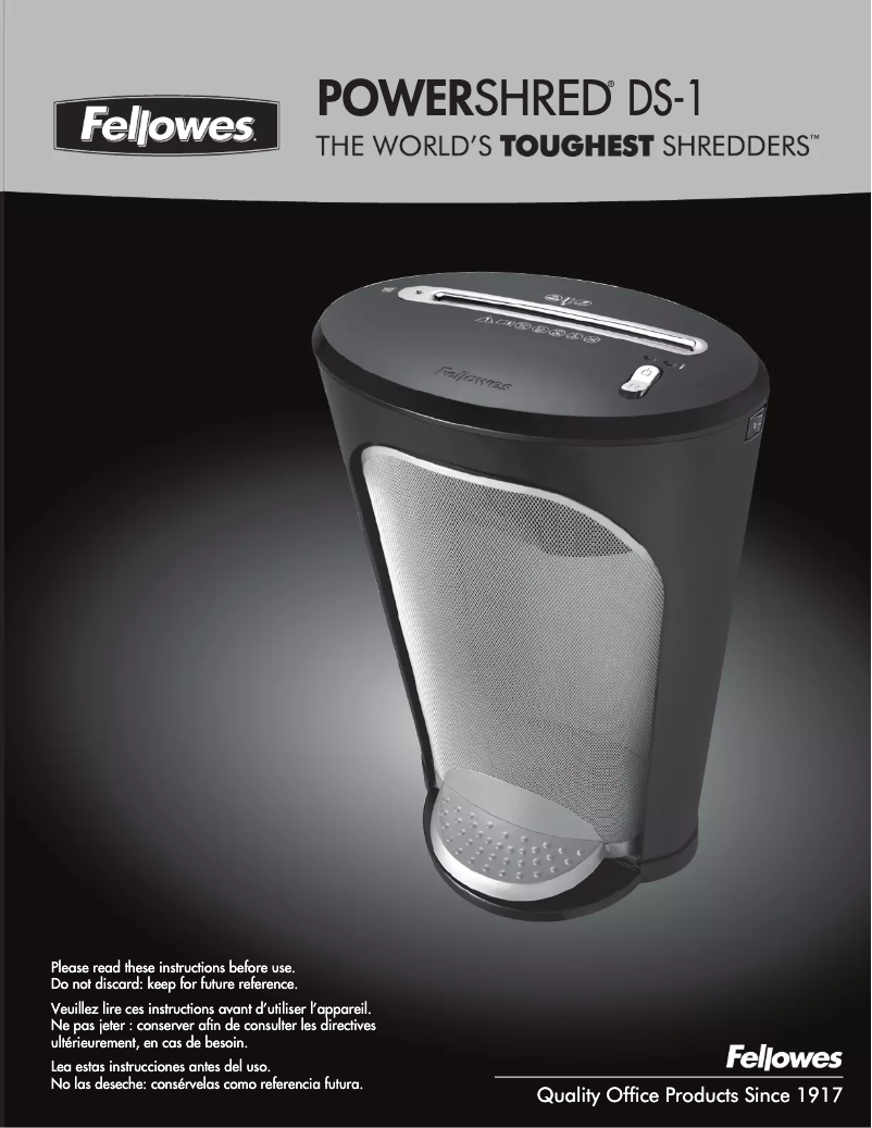 Page 1 de la notice Manuel utilisateur Fellowes DS-1 Powershred