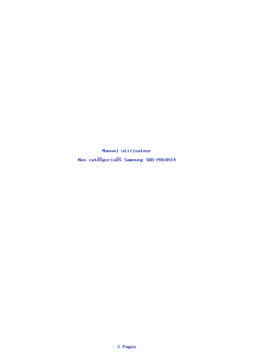 Page 1 de la notice Manuel utilisateur Samsung SBB-PB64HI4