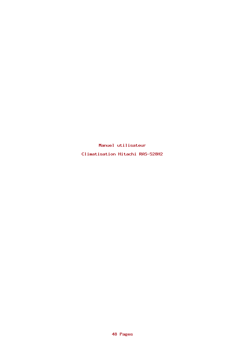 Page 1 de la notice Manuel utilisateur Hitachi RAS-S28H2
