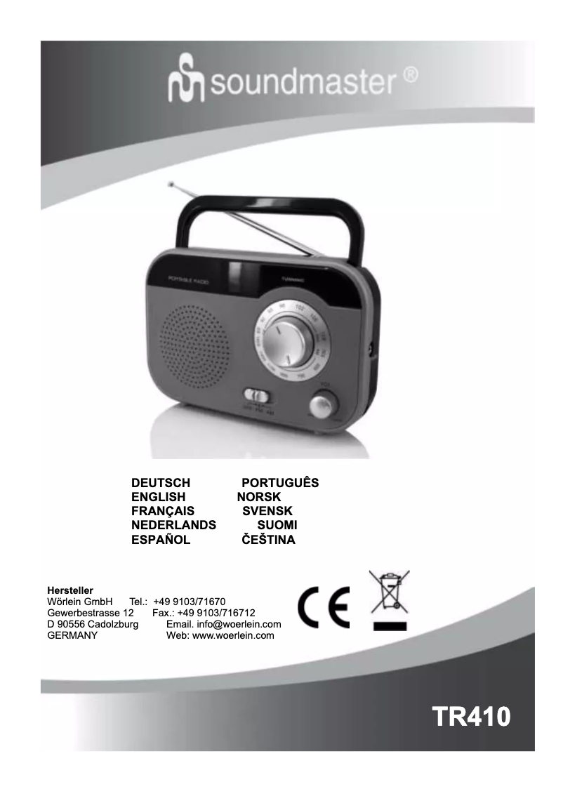 Page 1 de la notice Manuel utilisateur Soundmaster TR410BL