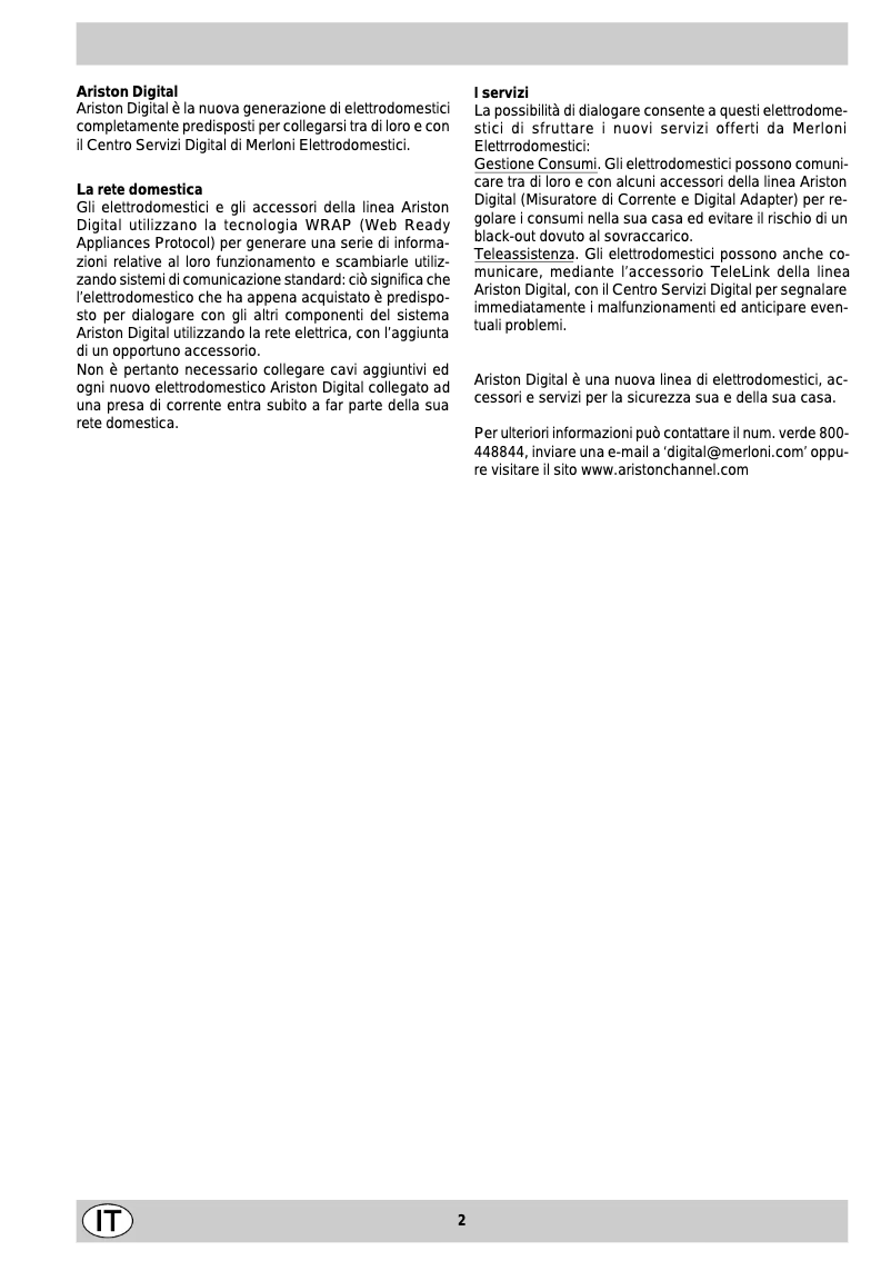 Page 1 de la notice Manuel utilisateur Ariston Thermo FD 88 C