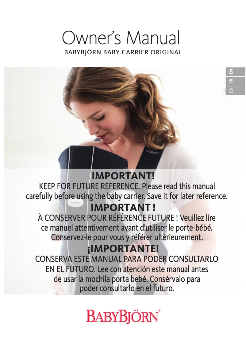 Page 1 de la notice Manuel utilisateur BabyBjörn Baby Carrier Original