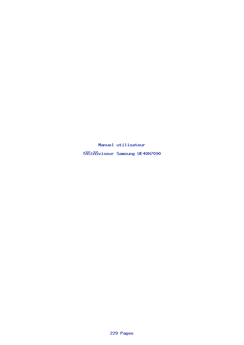Page 1 de la notice Manuel utilisateur Samsung UE40H7090