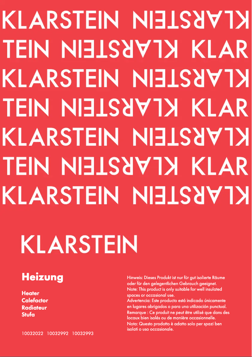 Page 1 de la notice Manuel utilisateur Klarstein 10032022