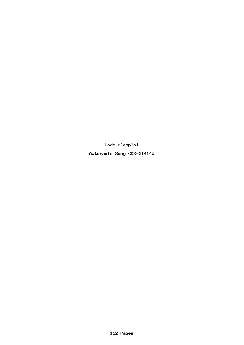 Page 1 de la notice Mode d'emploi Sony CDX-GT414U