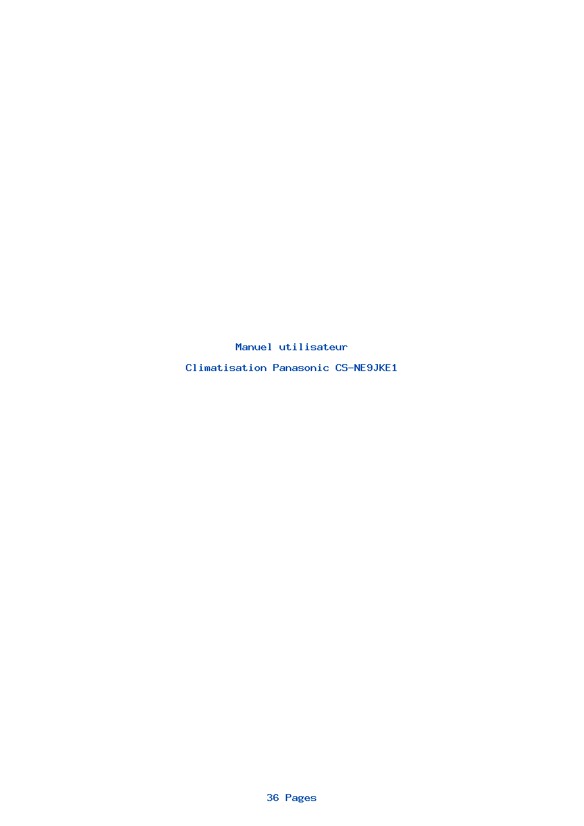 Page 1 de la notice Manuel utilisateur Panasonic CS-NE9JKE1