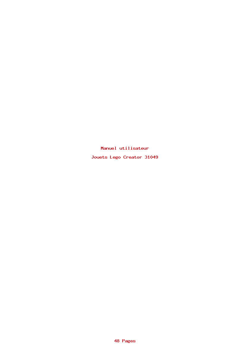 Page 1 de la notice Manuel utilisateur Lego Creator 31049