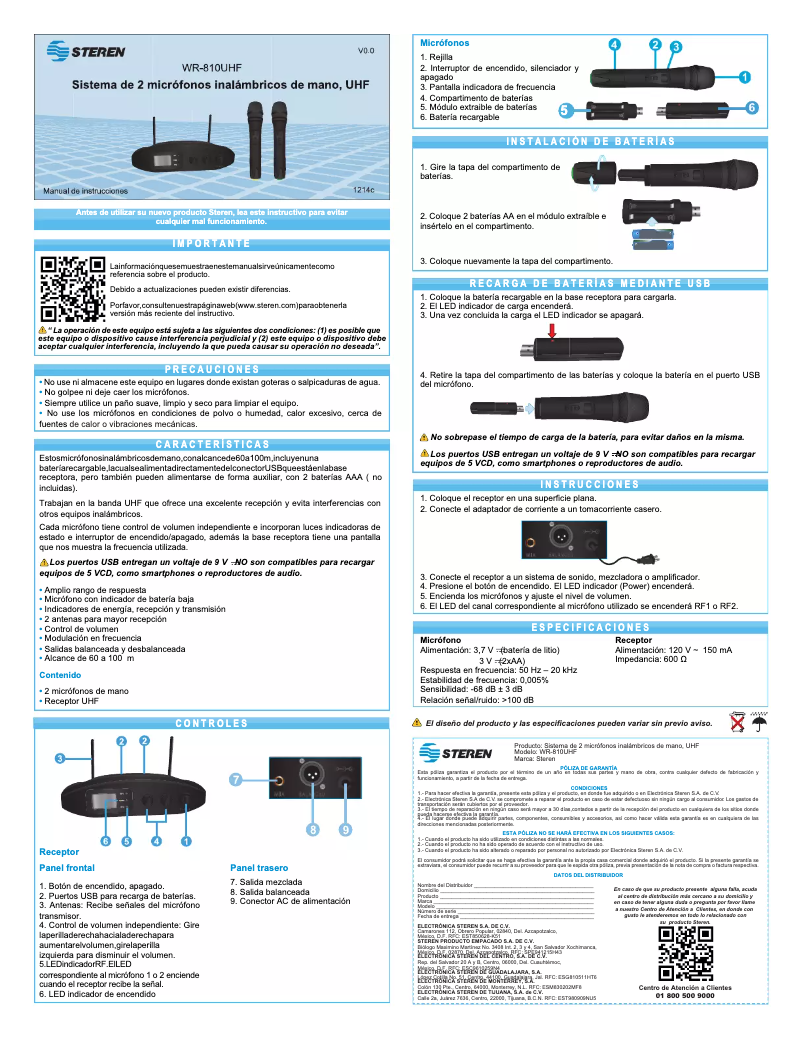 Page 1 de la notice Manuel utilisateur Steren WR-810