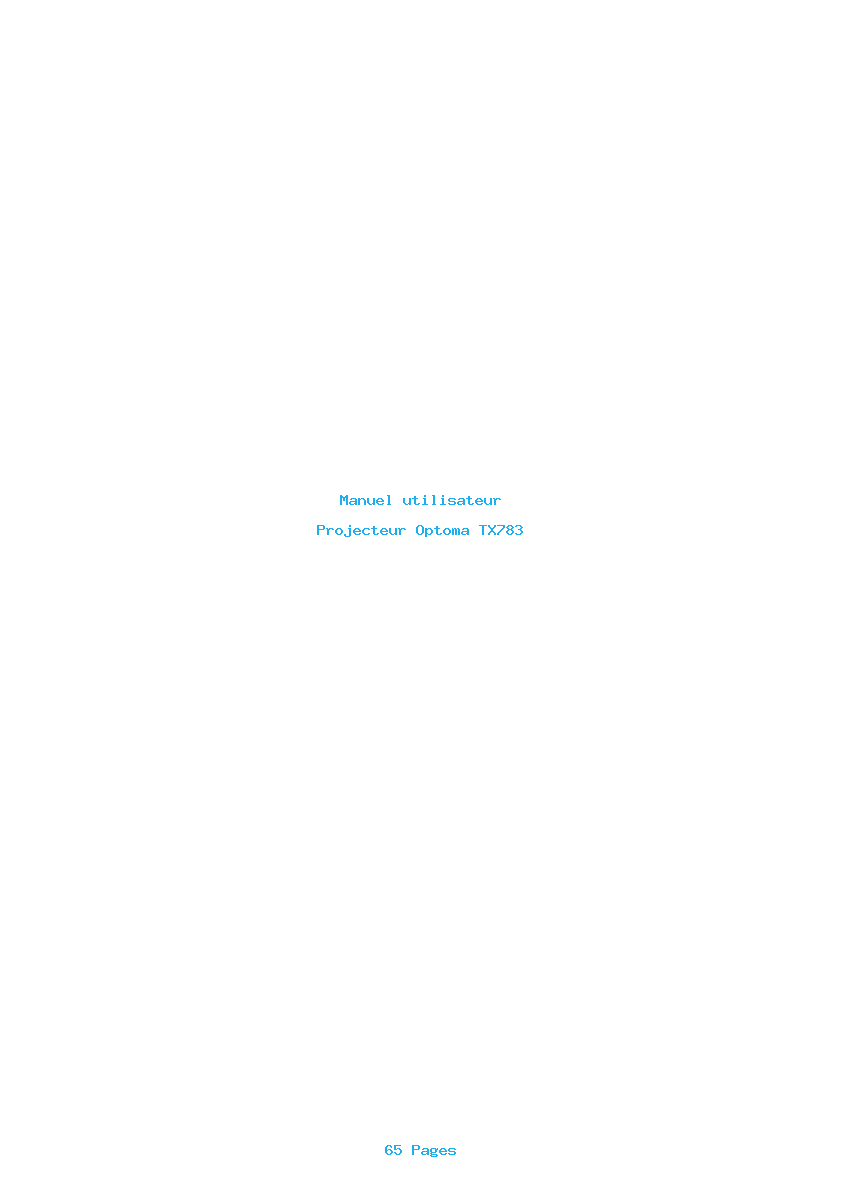 Page 1 de la notice Manuel utilisateur Optoma TX783