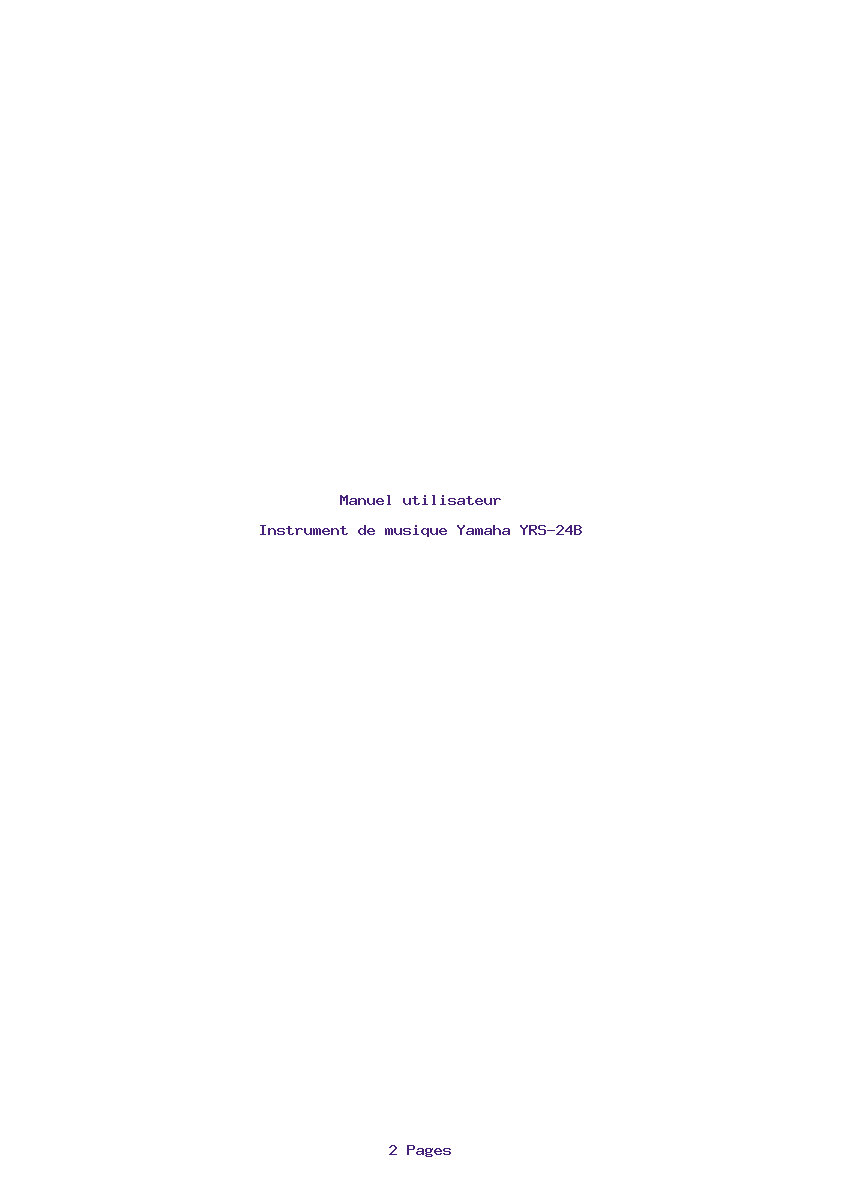 Page 1 de la notice Manuel utilisateur Yamaha YRS-24B