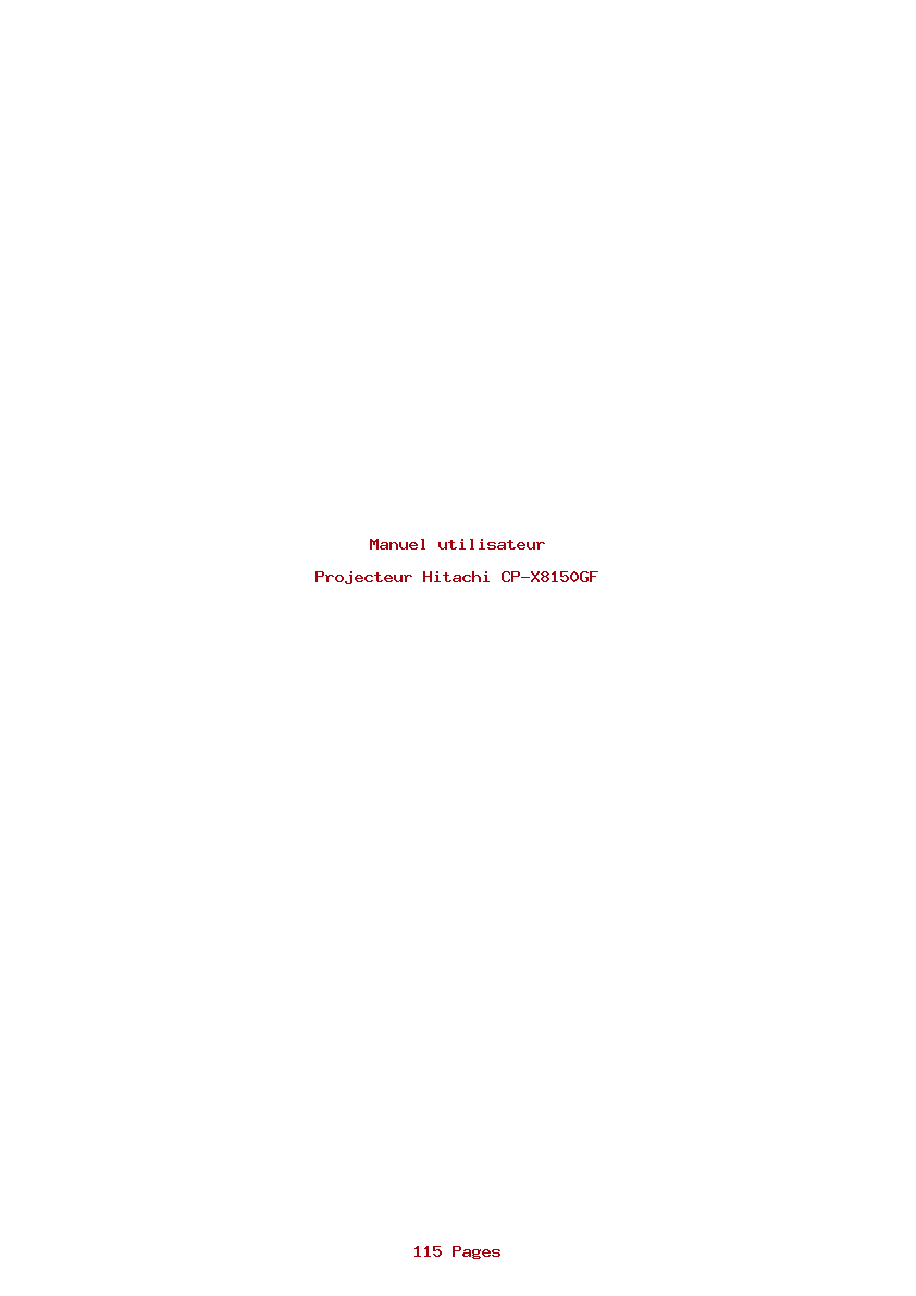Page 1 de la notice Manuel utilisateur Hitachi CP-X8150GF