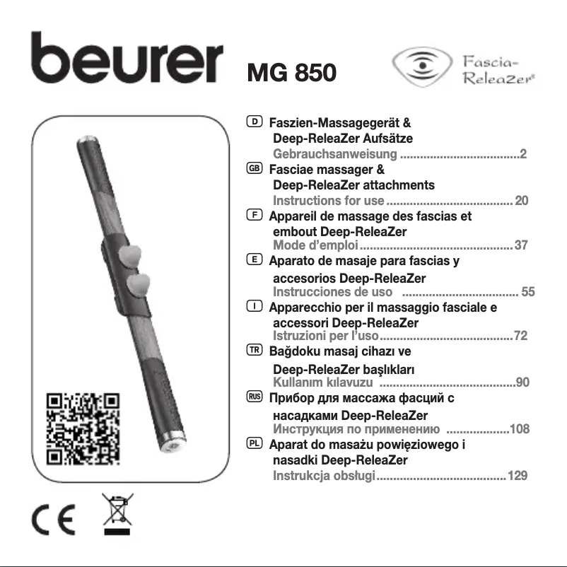 Page 1 of the manual User Manual Beurer MG 850