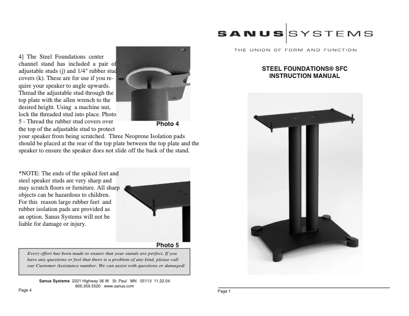Page 1 de la notice Manuel utilisateur Sanus SFC22