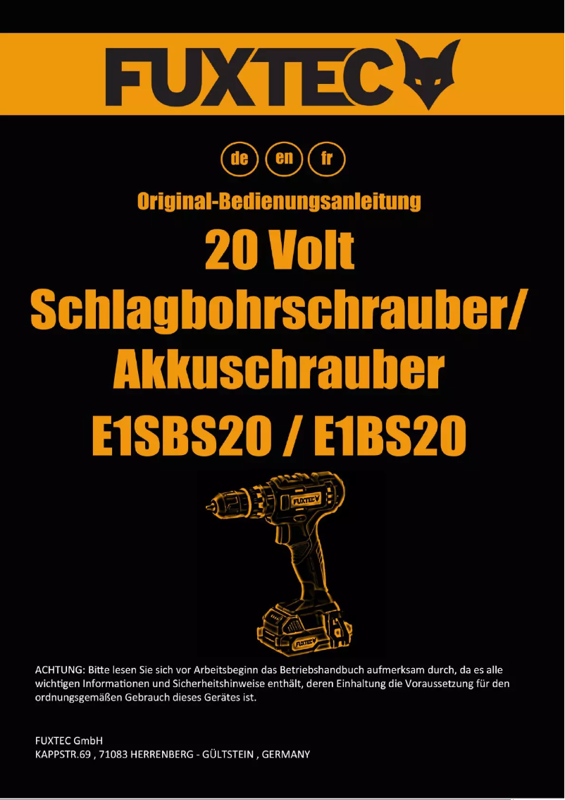 Página 1 del manual Manual de usuario Fuxtec FX-E1SBS20