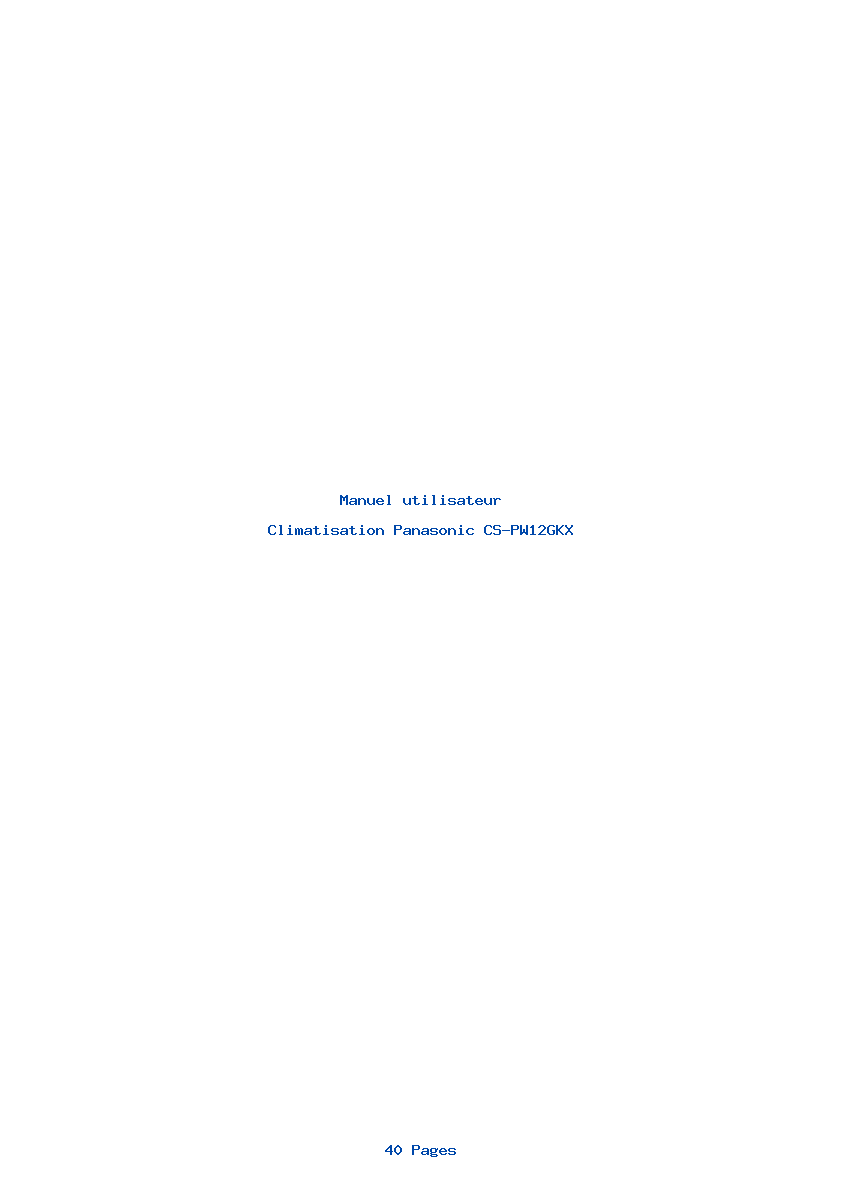 Page 1 de la notice Manuel utilisateur Panasonic CS-PW12GKX