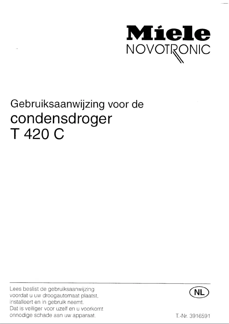 Page 1 de la notice Manuel utilisateur Miele Novotronic T 420 C