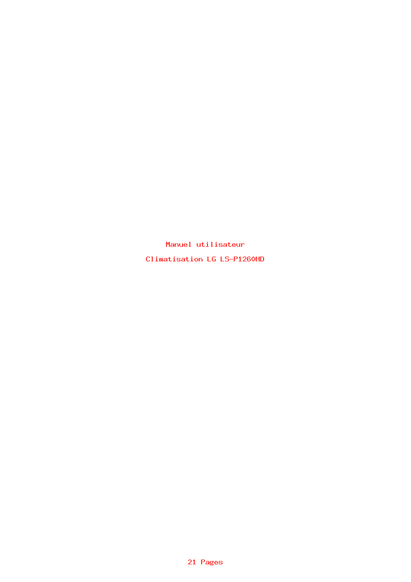 Page 1 de la notice Manuel utilisateur LG LS-P1260HD
