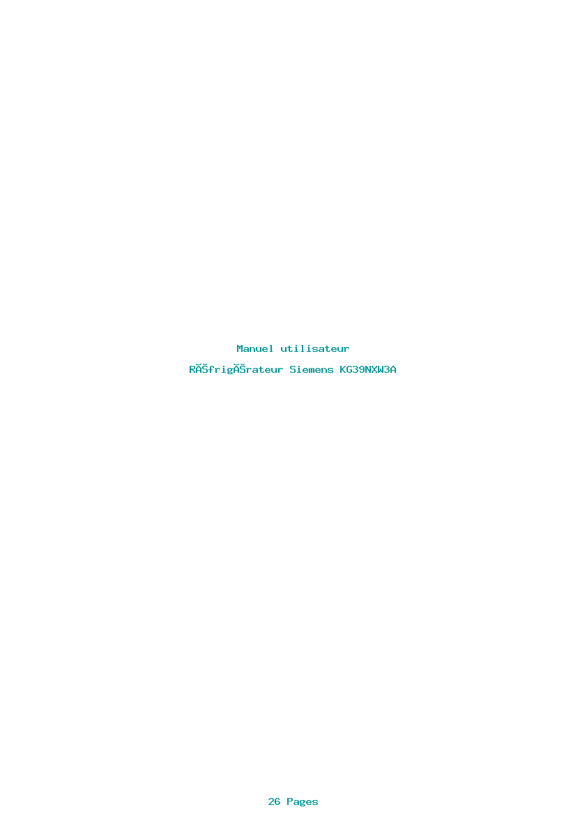 Page 1 de la notice Manuel utilisateur Siemens KG39NXW3A
