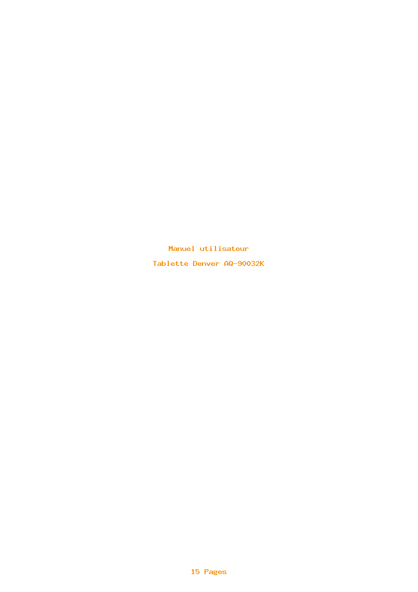 Page 1 de la notice Manuel utilisateur Denver AQ-90032K