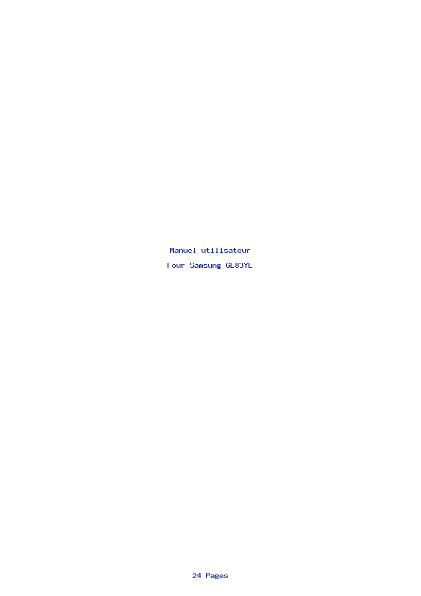 Page 1 de la notice Manuel utilisateur Samsung GE83YL