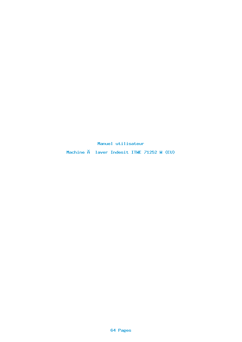 Page 1 de la notice Manuel utilisateur Indesit ITWE 71252 W (EU)