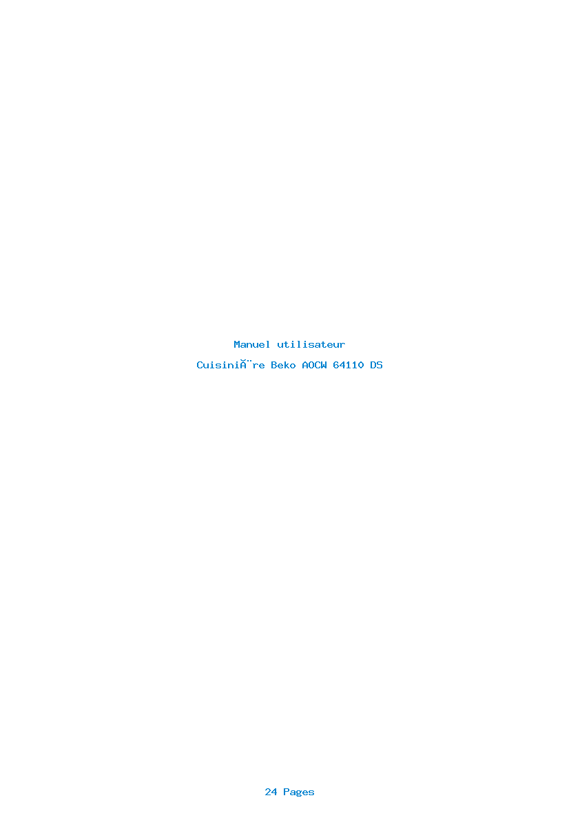 Page 1 de la notice Manuel utilisateur Beko AOCW 64110 DS