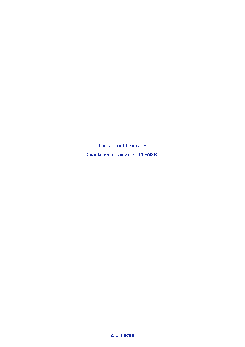 Page 1 de la notice Manuel utilisateur Samsung SPH-A960