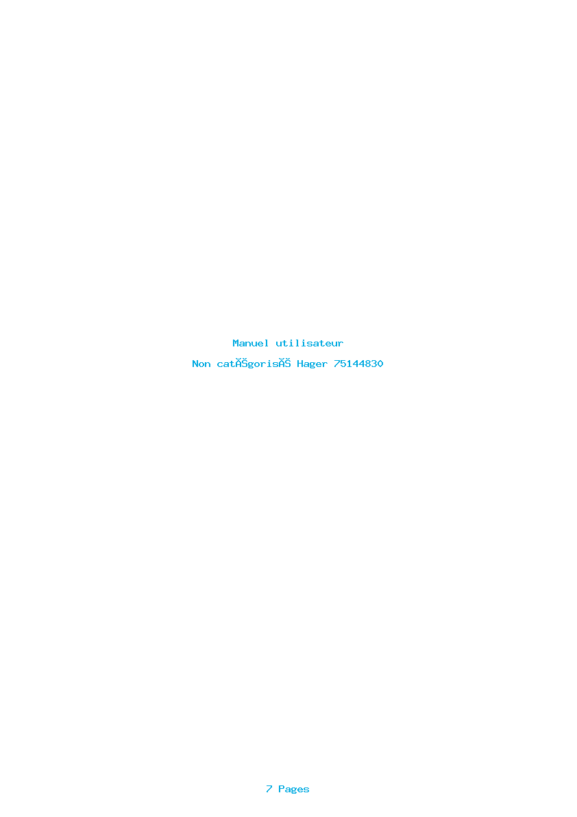 Page 1 de la notice Manuel utilisateur Hager 75144830