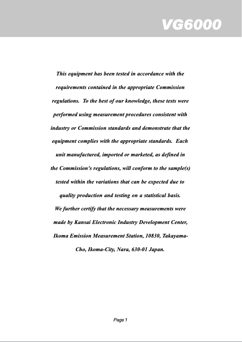 Página 1 del manual Manual de usuario Airtronics VG6000