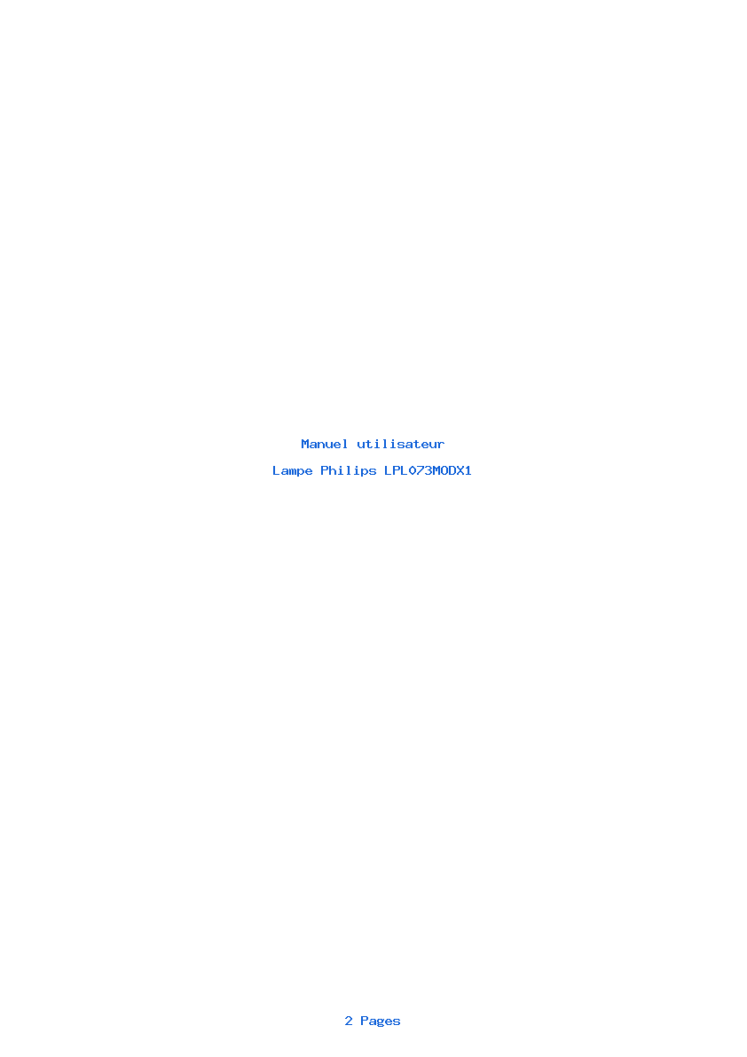 Page 1 de la notice Manuel utilisateur Philips LPL073MODX1