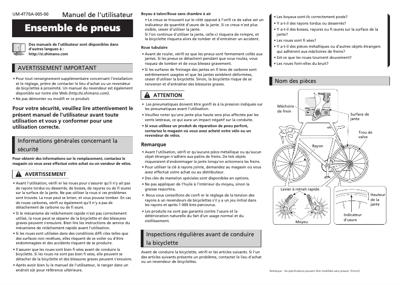 Página 1 del manual Manual de usuario Shimano WH-R9100-C60-TU-F