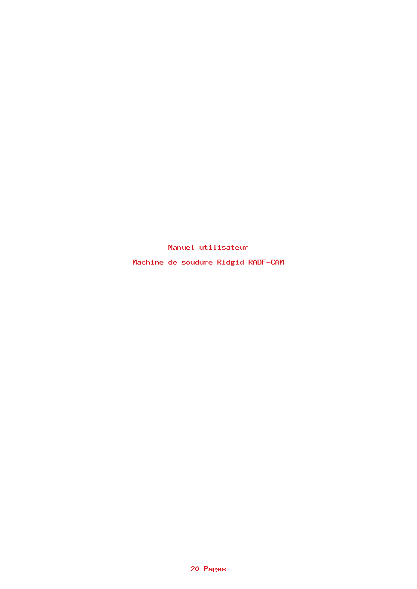Page 1 de la notice Manuel utilisateur Ridgid RADF-CAM