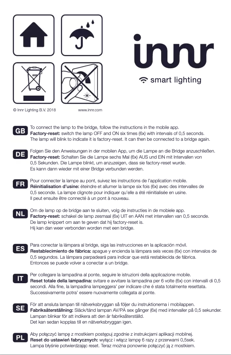 Page 1 de la notice Manuel utilisateur Innr RS 226-2