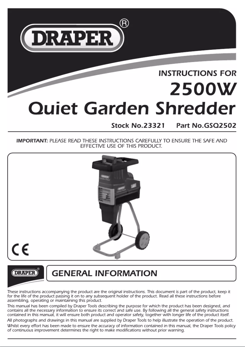 Page 1 de la notice Manuel utilisateur Draper GSQ2502