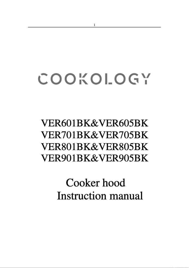 Page 1 de la notice Manuel utilisateur Cookology VER805BK