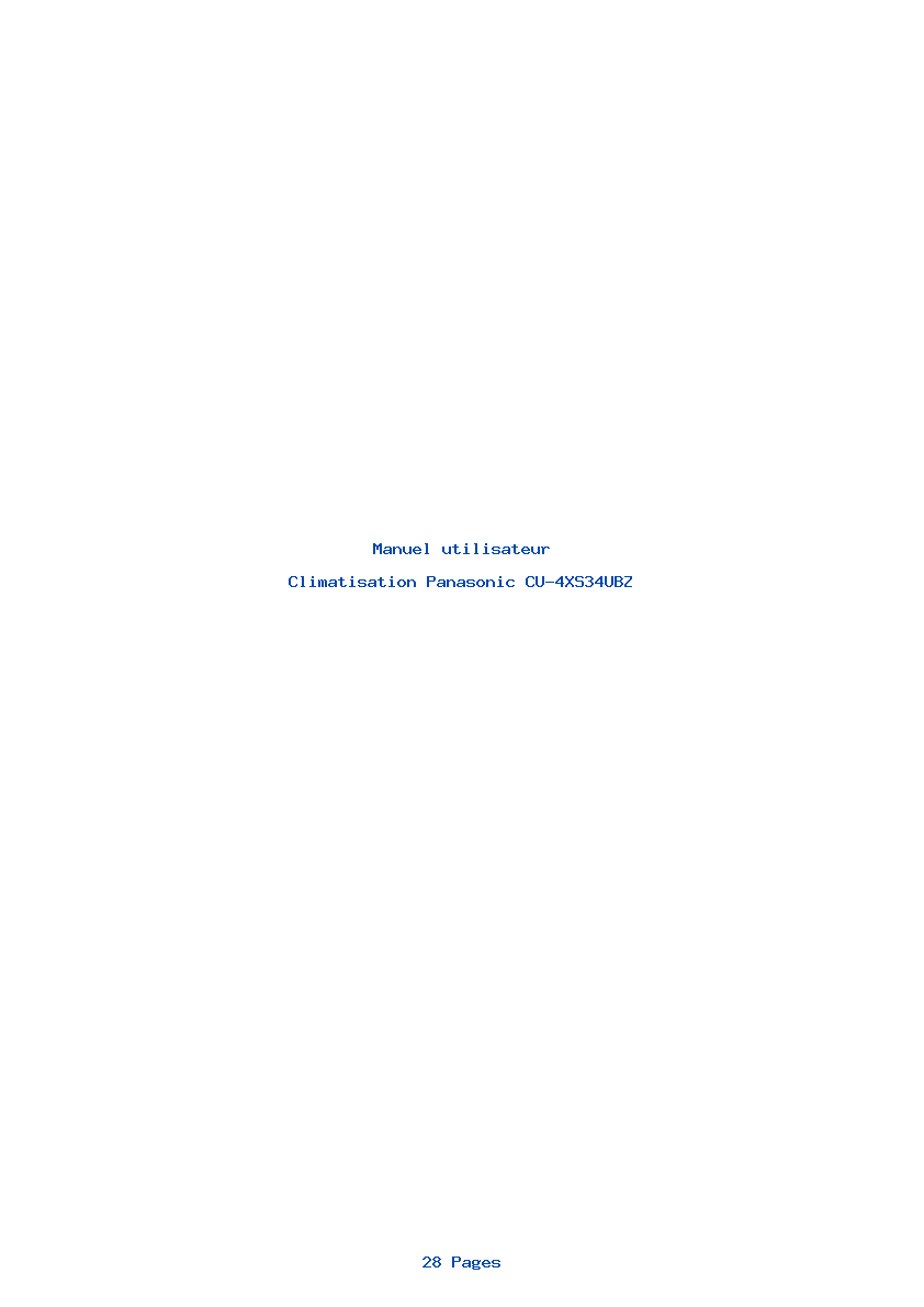 Page 1 de la notice Manuel utilisateur Panasonic CU-4XS34UBZ