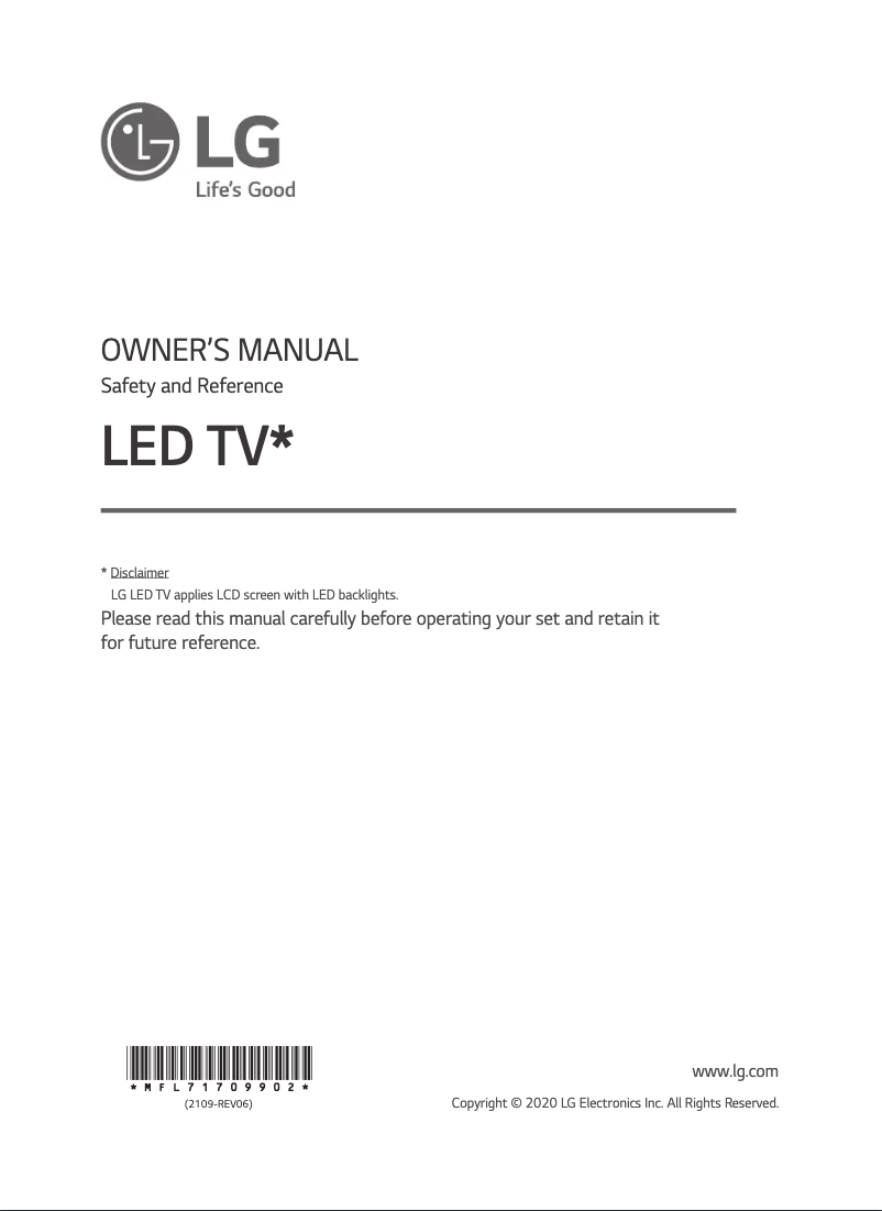 Page 1 de la notice Manuel utilisateur LG 55US660H0TD