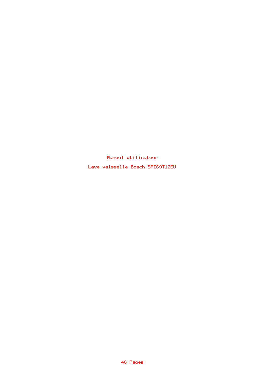Page 1 de la notice Manuel utilisateur Bosch SPI69T12EU