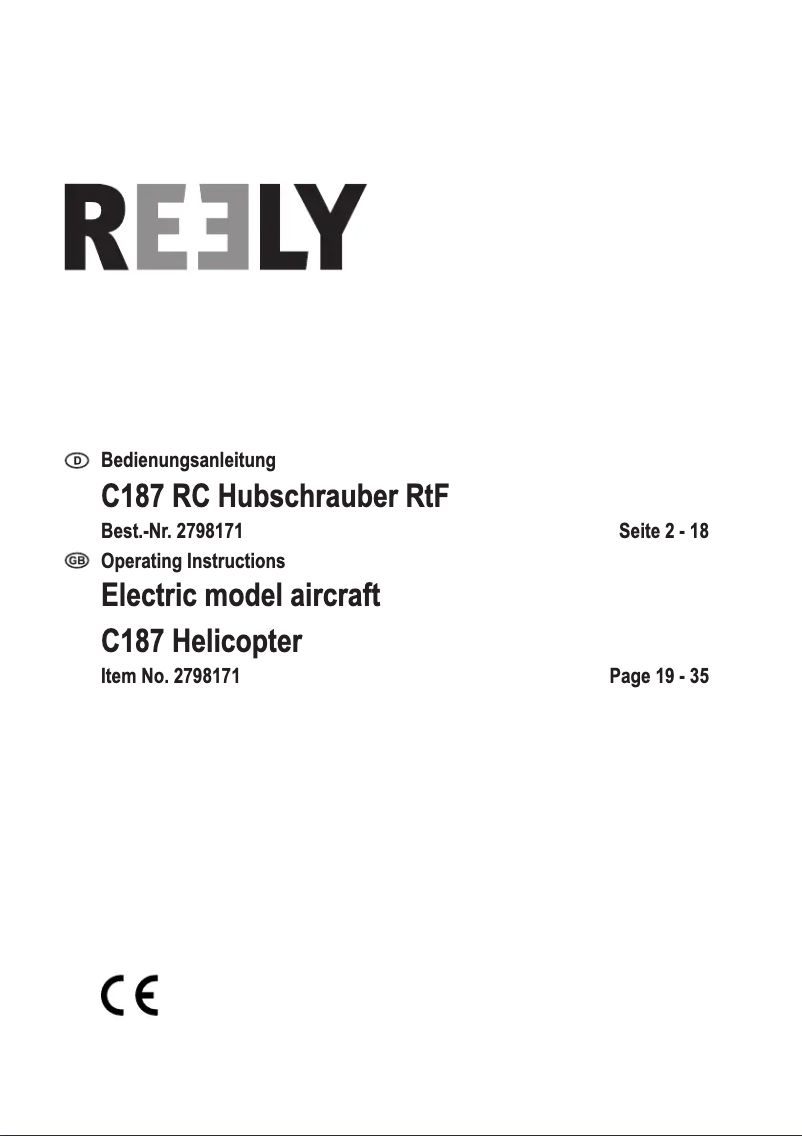 Page 1 de la notice Manuel utilisateur Reely C187