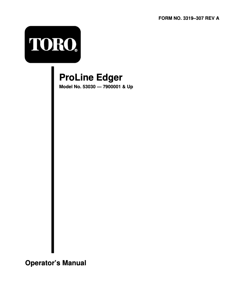 Page 1 de la notice Manuel utilisateur Toro ProLine 53030