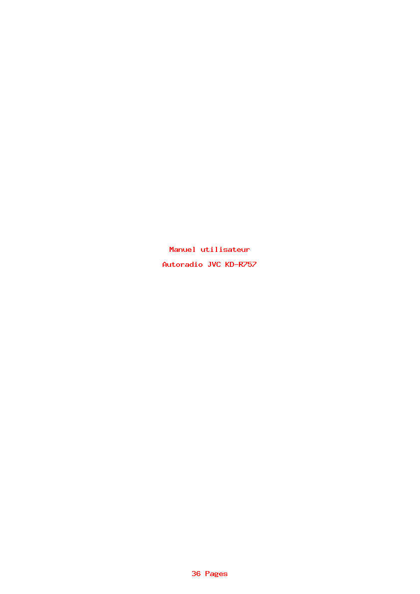 Page 1 de la notice Manuel utilisateur JVC KD-R757
