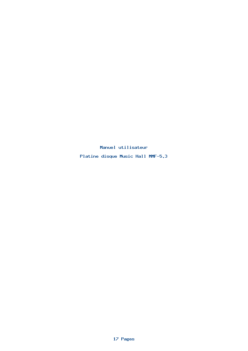 Page 1 de la notice Manuel utilisateur Music Hall MMF-5.3