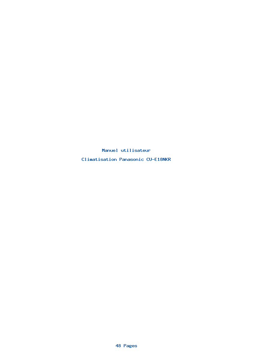 Page 1 de la notice Manuel utilisateur Panasonic CU-E18NKR